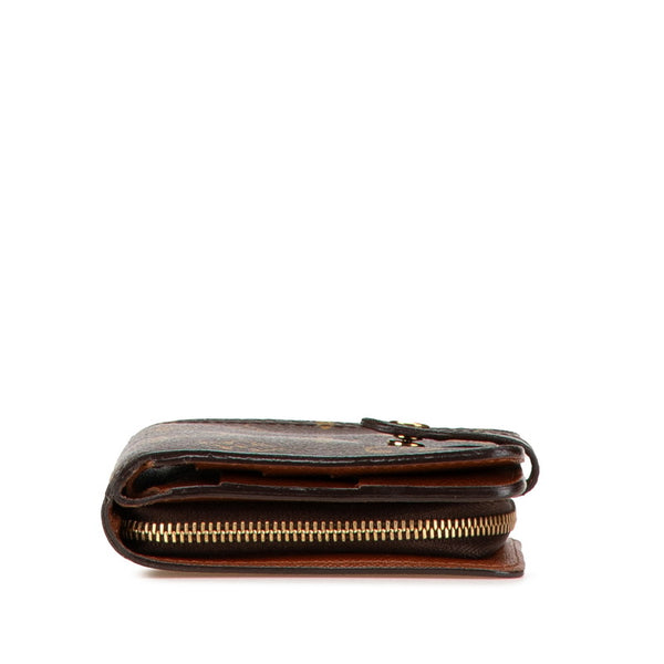 ルイ ヴィトン モノグラム コンパクトジップ 二つ折り財布 コンパクトウォレット M61667 ブラウン PVC レザー レディース LOUIS VUITTON 【中古】