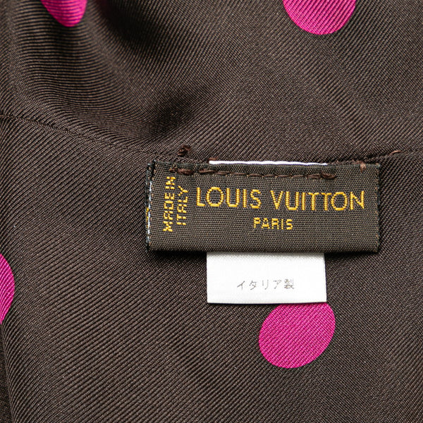 ルイ ヴィトン レオパード ドット リバーシブル スカーフ スヌード M74727 ブラウン ベージュ ピンク シルク レディース LOUIS VUITTON 【中古】