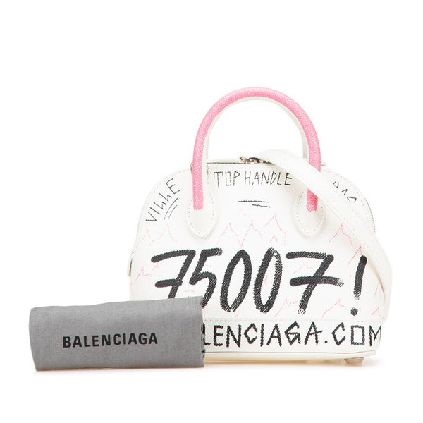 バレンシアガ グラフィティ ヴィル ハンドバッグ ショルダーバッグ 2WAY ホワイト ピンク ブラック レザー レディース BALENCIAGA 【中古】