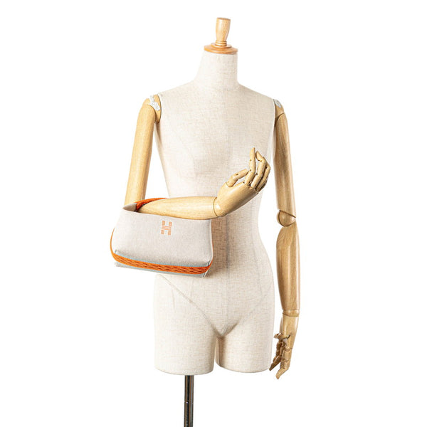 エルメス ブリッド ア ブラックPM ポーチ ミニハンドバッグ ベージュ オレンジ コットン レディース HERMES 【中古】