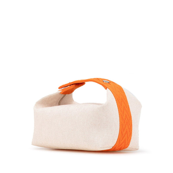 エルメス ブリッド ア ブラックPM ポーチ ミニハンドバッグ ベージュ オレンジ コットン レディース HERMES 【中古】