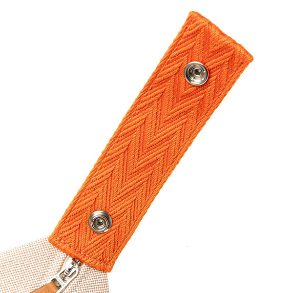 エルメス ブリッド ア ブラックPM ポーチ ミニハンドバッグ ベージュ オレンジ コットン レディース HERMES 【中古】