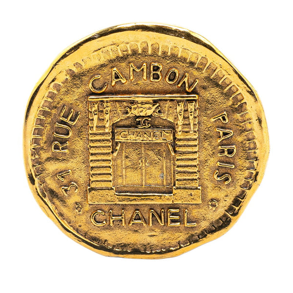 シャネル 31 RUE CAMBON カンボン ラウンド ブローチ ゴールド メッキ レディース CHANEL 【中古】
