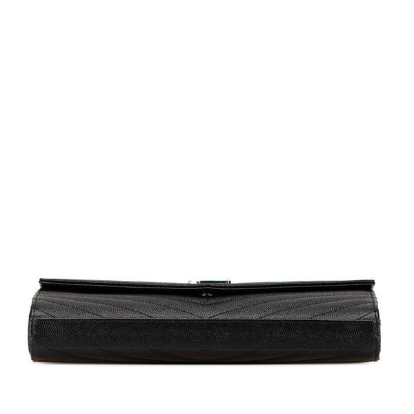 サンローラン YSLロゴ カサンドラ チェーン ショルダーウォレットバッグ ブラック シルバー レザー レディース SAINT LAURENT 【中古】