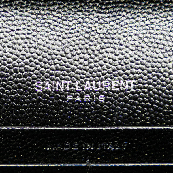 サンローラン YSLロゴ カサンドラ チェーン ショルダーウォレットバッグ ブラック シルバー レザー レディース SAINT LAURENT 【中古】