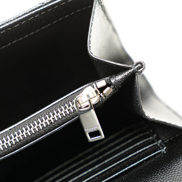 サンローラン YSLロゴ カサンドラ チェーン ショルダーウォレットバッグ ブラック シルバー レザー レディース SAINT LAURENT 【中古】