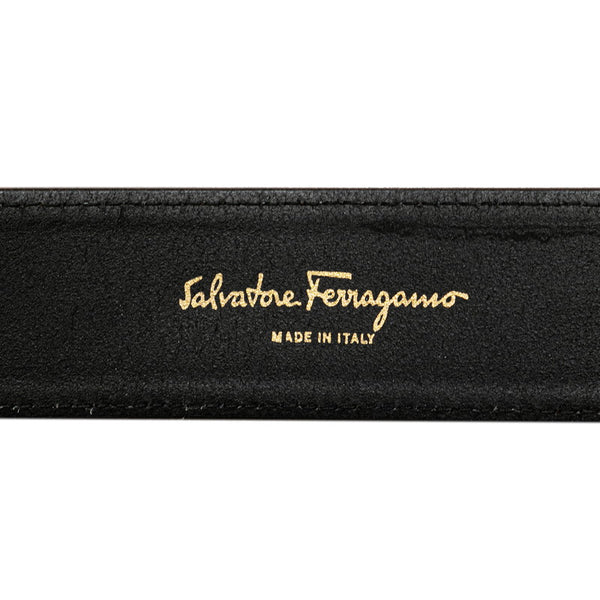 サルヴァトーレフェラガモ ガンチーニ ベルト ブラウン コットン レザー レディース Salvatore Ferragamo 【中古】