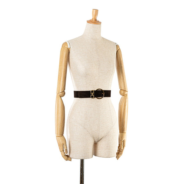 サルヴァトーレフェラガモ ガンチーニ ベルト ブラウン コットン レザー レディース Salvatore Ferragamo 【中古】