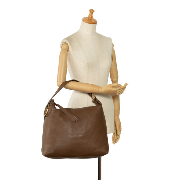 グッチ インターロッキングG ロゴ ワンショルダーバッグ 309530 ブラウン レザー レディース GUCCI 【中古】