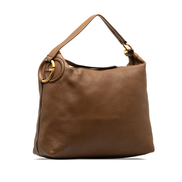 グッチ インターロッキングG ロゴ ワンショルダーバッグ 309530 ブラウン レザー レディース GUCCI 【中古】