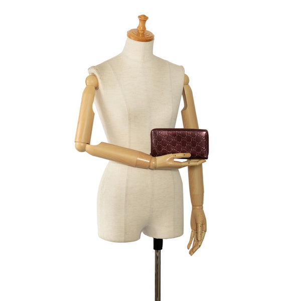 グッチ グッチシマ ラブリー Gハート ラウンドファスナー 長財布 308005 メタリックピンク パテントレザー レディース GUCCI 【中古】