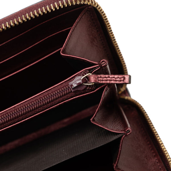 グッチ グッチシマ ラブリー Gハート ラウンドファスナー 長財布 308005 メタリックピンク パテントレザー レディース GUCCI 【中古】