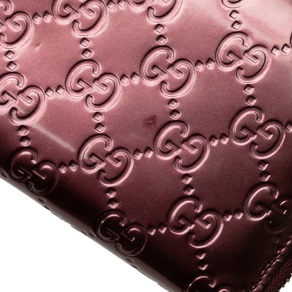 グッチ グッチシマ ラブリー Gハート ラウンドファスナー 長財布 308005 メタリックピンク パテントレザー レディース GUCCI 【中古】