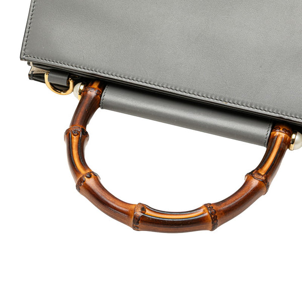 グッチ ニムフェア バンブー ハンドバッグ ショルダーバッグ 2WAY 459076 グレー レザー レディース GUCCI 【中古】