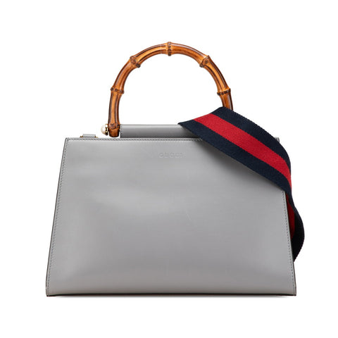 グッチ ニムフェア バンブー ハンドバッグ ショルダーバッグ 2WAY 459076 グレー レザー レディース GUCCI 【中古】