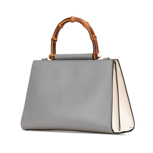 グッチ ニムフェア バンブー ハンドバッグ ショルダーバッグ 2WAY 459076 グレー レザー レディース GUCCI 【中古】
