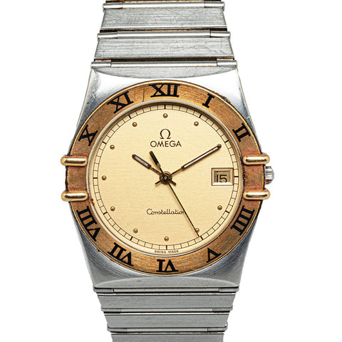 オメガ コンステレーション デイト 腕時計 クオーツ ゴールド文字盤 ステンレススチール メンズ OMEGA 【中古】