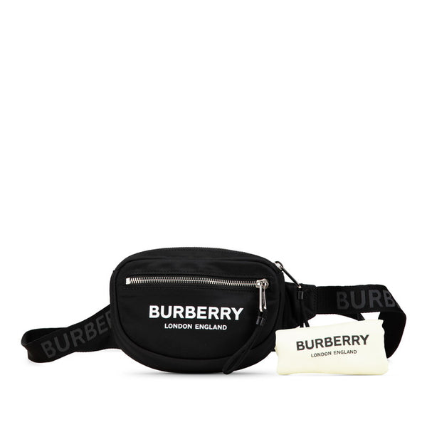 バーバリー ロゴ ウエストバッグ ボディバッグ ブラック ナイロン レディース BURBERRY 【中古】