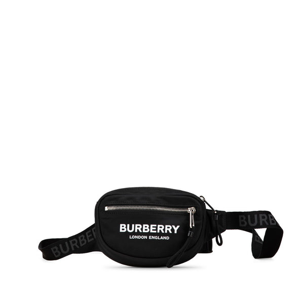 バーバリー ロゴ ウエストバッグ ボディバッグ ブラック ナイロン レディース BURBERRY 【中古】