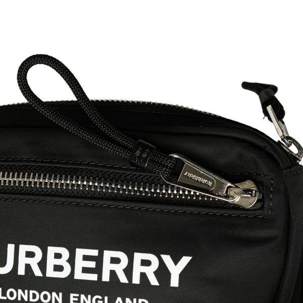 バーバリー ロゴ ウエストバッグ ボディバッグ ブラック ナイロン レディース BURBERRY 【中古】