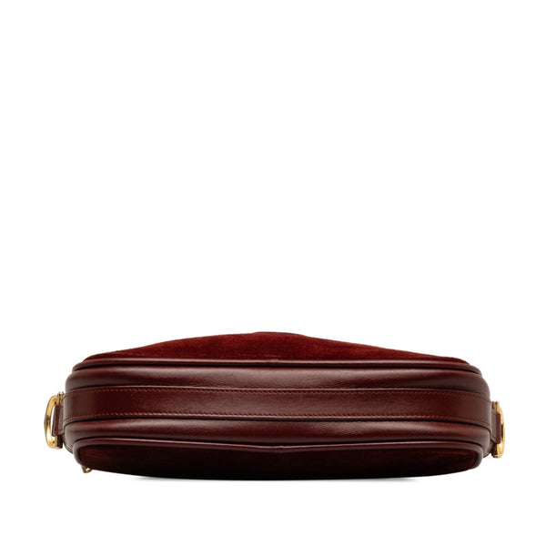 カルティエ マストライン 斜め掛け ショルダーバッグ ワインレッド スウェード レザー レディース CARTIER 【中古】