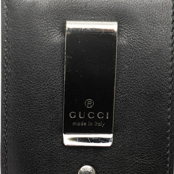 グッチ グッチシマ マネークリップ付 カードケース 名刺入れ 308915 1147 ブラック レザー レディース GUCCI 【中古】