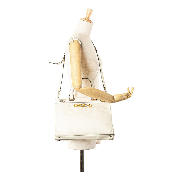 グッチ ズゥミ ホースビット ハンドバッグ ショルダーバッグ 2WAY 564714 ホワイト ゴールド シルバー レザー レディース GUCCI 【中古】