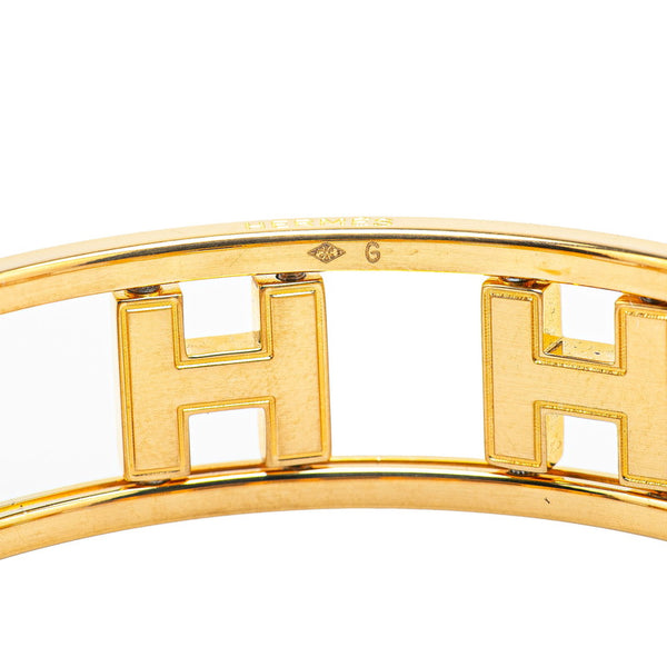 エルメス ロンドアッシュ Hロゴ バングル ゴールド ブルー メッキ レディース HERMES 【中古】