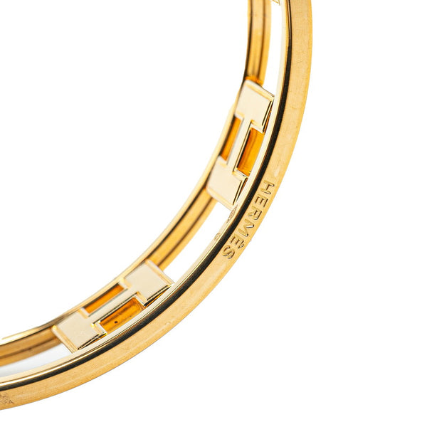 エルメス ロンドアッシュ Hロゴ バングル ゴールド ブルー メッキ レディース HERMES 【中古】