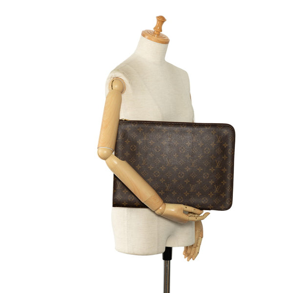 ルイ ヴィトン モノグラム ポッシュ ドキュマン クラッチバッグ ブリーフケース M53456 ブラウン PVC レザー メンズ LOUIS VUITTON 【中古】