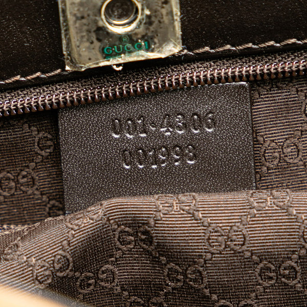 グッチ シェリーライン ロゴプレート トートバッグ ワンショルダーバッグ 001 4306 001998 ベージュ ブラウン キャンバス レザー レディース GUCCI 【中古】