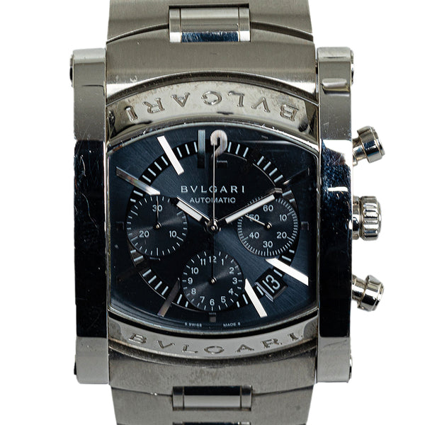 ブルガリ アショーマ 腕時計 AA48SCH 自動巻き ブラック文字盤 ステンレススチール メンズ BVLGARI 【中古】