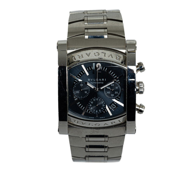 ブルガリ アショーマ 腕時計 AA48SCH 自動巻き ブラック文字盤 ステンレススチール メンズ BVLGARI 【中古】