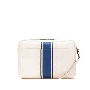 ボッテガヴェネタ イントレチャート クラッチバッグ ホワイト レザー レディース BOTTEGAVENETA 【中古】