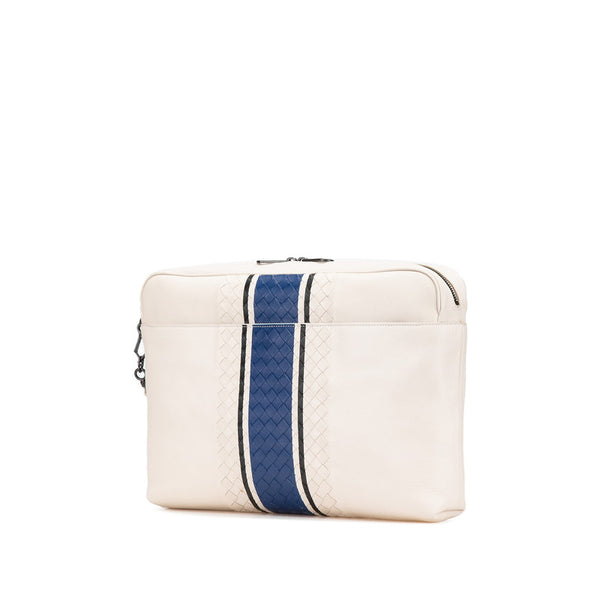 ボッテガヴェネタ イントレチャート クラッチバッグ ホワイト レザー レディース BOTTEGAVENETA 【中古】