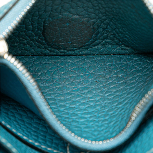 エルメス ドゴン コンパクト 二つ折り財布 ブルー系 トゴ レディース HERMES 【中古】