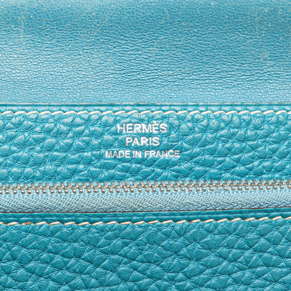 エルメス ドゴン コンパクト 二つ折り財布 ブルー系 トゴ レディース HERMES 【中古】