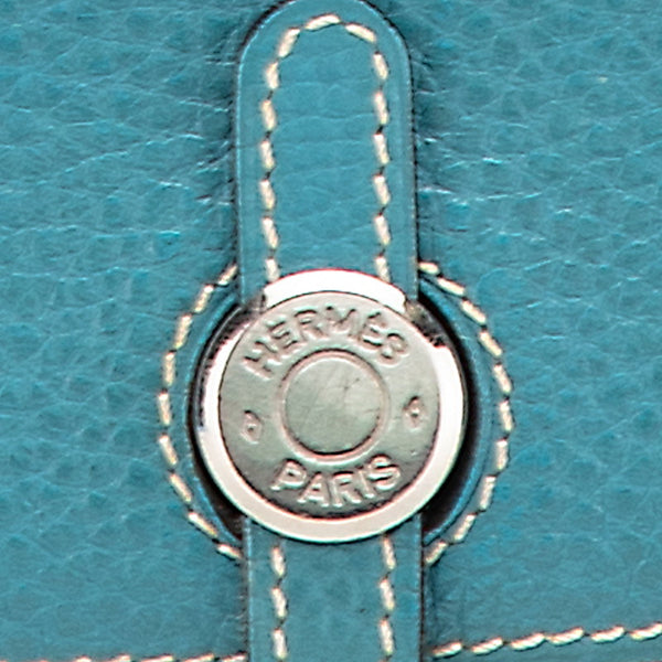 エルメス ドゴン コンパクト 二つ折り財布 ブルー系 トゴ レディース HERMES 【中古】