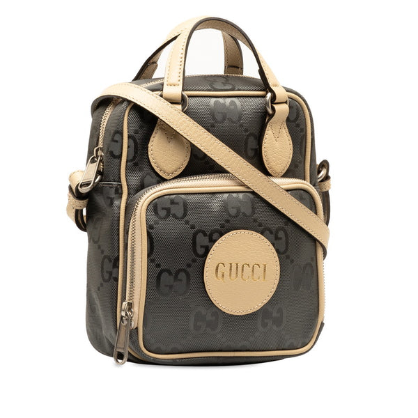 グッチ オフ ザ グリッド ショルダーバッグ ハンドバッグ 2WAY 625850 グレー ベージュ ナイロン レザー レディース GUCCI 【中古】