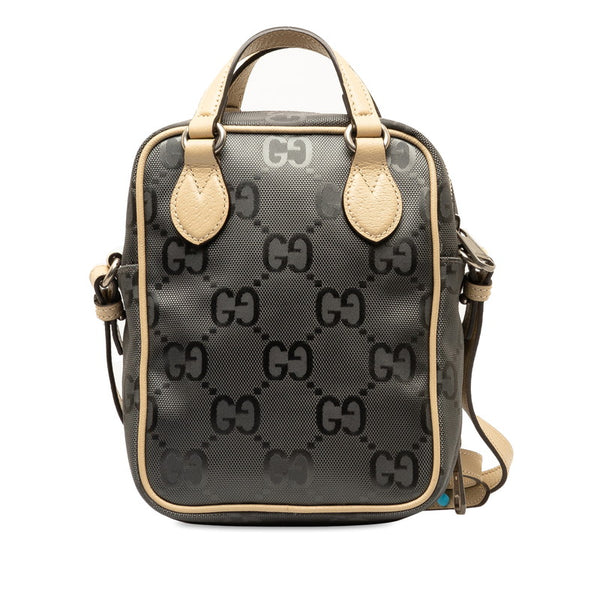 グッチ オフ ザ グリッド ショルダーバッグ ハンドバッグ 2WAY 625850 グレー ベージュ ナイロン レザー レディース GUCCI 【中古】