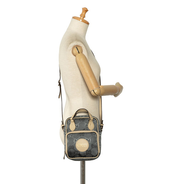 グッチ オフ ザ グリッド ショルダーバッグ ハンドバッグ 2WAY 625850 グレー ベージュ ナイロン レザー レディース GUCCI 【中古】