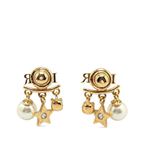 ディオール ディオレボリューション ラインストーン スタッドピアス ゴールド メッキ フェイクパール レディース Dior 【中古】