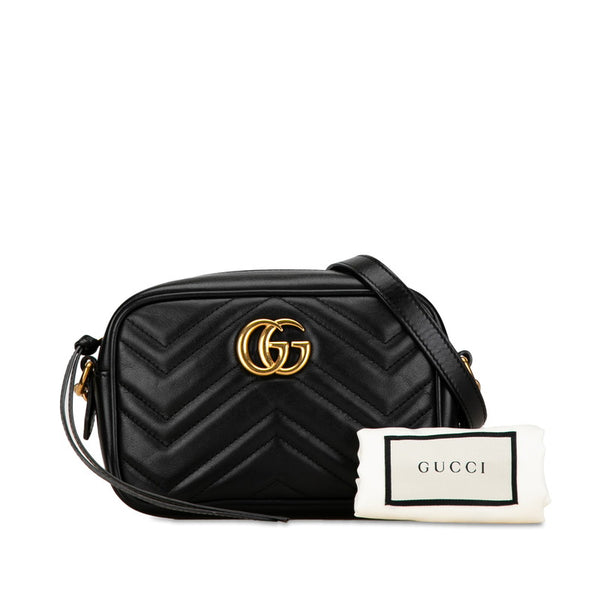グッチ GGマーモント キルティング 斜め掛け ショルダーバッグ 448065 ブラック レザー レディース GUCCI 【中古】