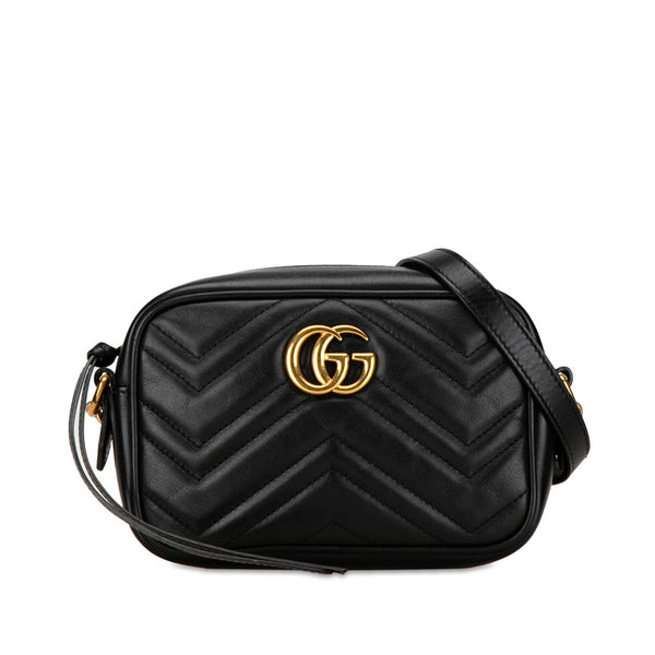 グッチ GGマーモント キルティング 斜め掛け ショルダーバッグ 448065 ブラック レザー レディース GUCCI 【中古】
