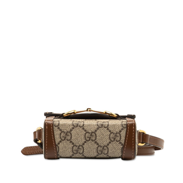 グッチ GGスプリーム ホースビット1955 斜め掛け ミニショルダーバッグ 625615 ブラウン PVC レザー レディース GUCCI 【中古】