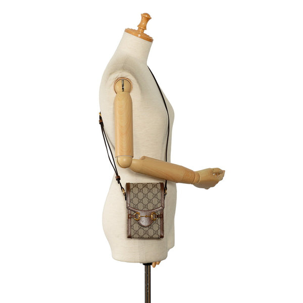 グッチ GGスプリーム ホースビット1955 斜め掛け ミニショルダーバッグ 625615 ブラウン PVC レザー レディース GUCCI 【中古】