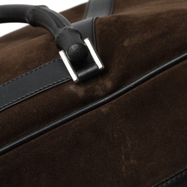 グッチ バンブー ハンドバッグ ボストンバッグ 002 1085 ブラウン スウェード レザー レディース GUCCI 【中古】