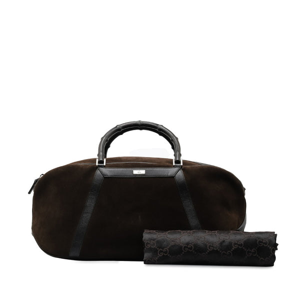 グッチ バンブー ハンドバッグ ボストンバッグ 002 1085 ブラウン スウェード レザー レディース GUCCI 【中古】