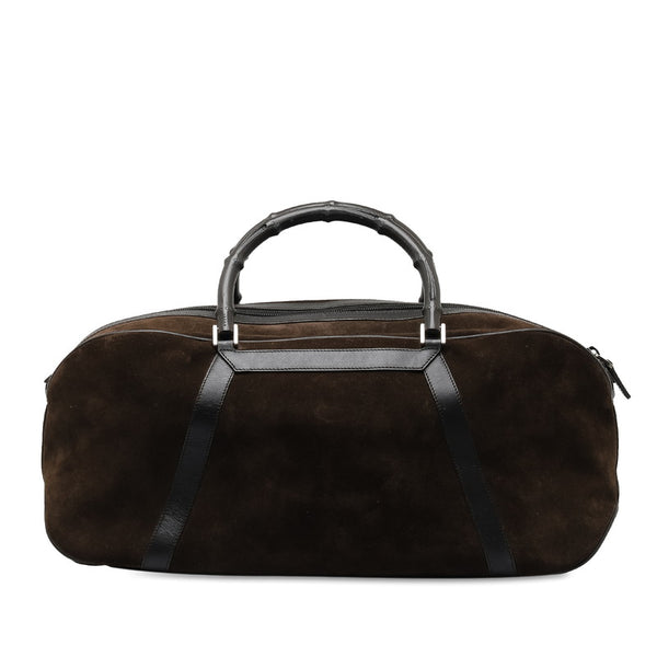 グッチ バンブー ハンドバッグ ボストンバッグ 002 1085 ブラウン スウェード レザー レディース GUCCI 【中古】