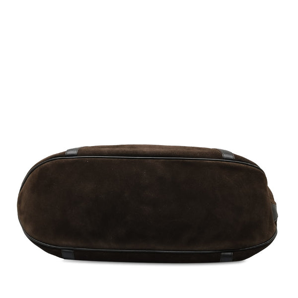 グッチ バンブー ハンドバッグ ボストンバッグ 002 1085 ブラウン スウェード レザー レディース GUCCI 【中古】